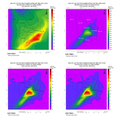 Thiết lập bản đồ lan truyền ô nhiễm không khí đối với hoạt động giao thông, sản xuất công nghiệp tại tỉnh Vĩnh Phúc
