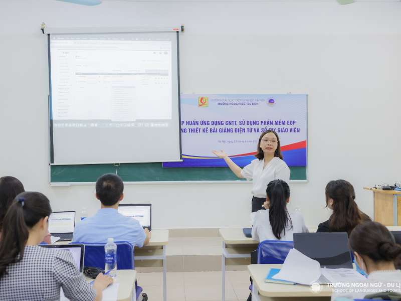 Tập huấn ứng dụng công nghệ thông tin, sử dụng phần mềm English for Occupational Purposes (EOP) trong thiết kế bài giảng điện tử và sổ tay giảng viên