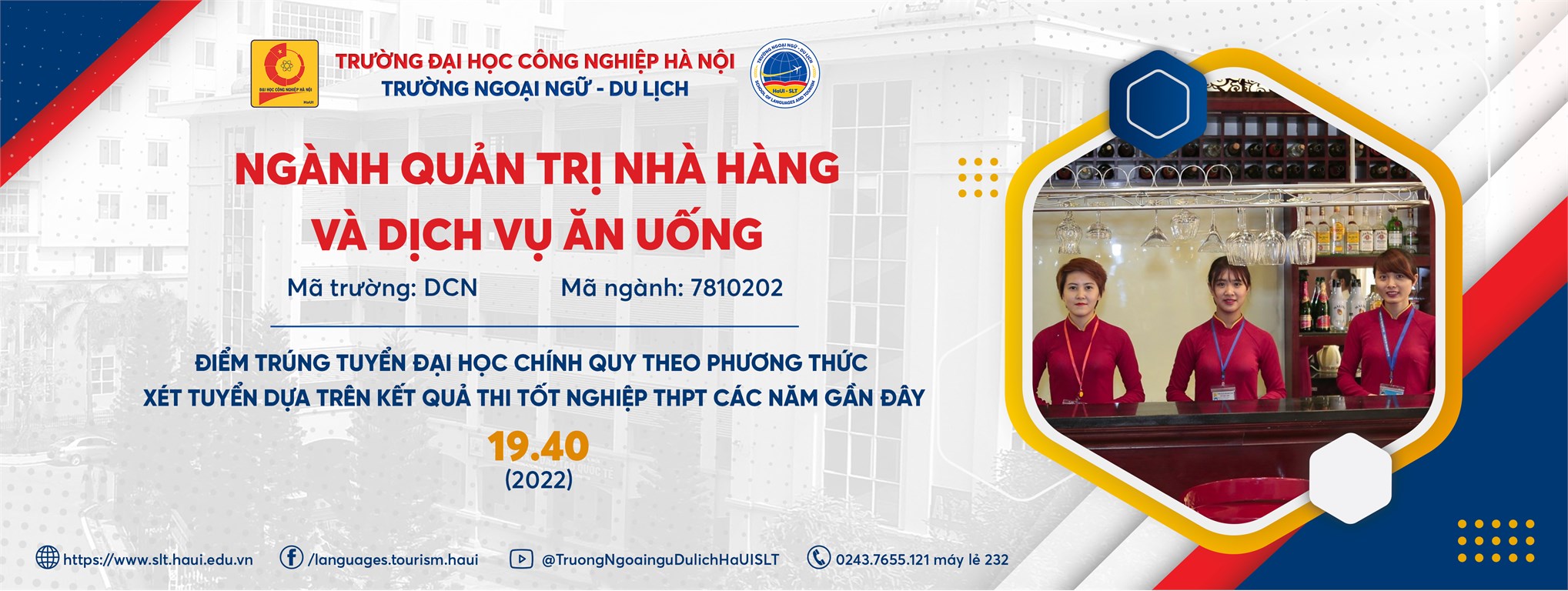 Ngành Quản trị nhà hàng và dịch vụ ăn uống lấy bao nhiêu điểm?