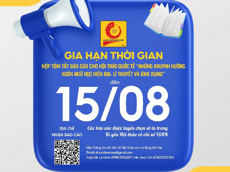 Thông báo Gia hạn thời gian nộp tóm tắt báo cáo cho Hội thảo Quốc tế “Những khuynh hướng ngôn ngữ học hiện đại: Lí thuyết và ứng dụng”