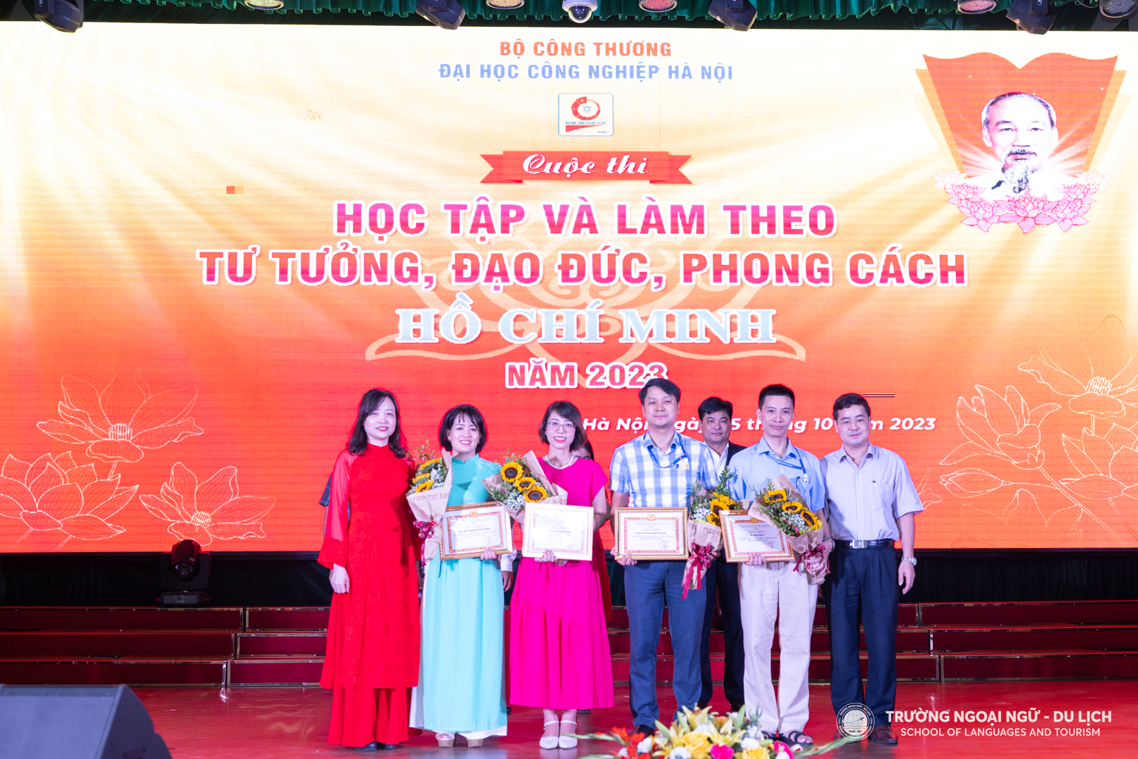 Đội thi Trường Ngoại ngữ - Du lịch, Phòng Đào tạo, Trung tâm Đào tạo Sau Đại học và Trung tâm Đào tạo Thường xuyên đã xuất sắc đạt giải Nhì và giải Hình tượng Bác Hồ tại Cuộc thi Học tập và làm theo tư tưởng, đạo đức, phong cách Hồ Chí Minh năm 2023