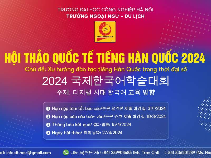 Hội thảo khoa học quốc tế “Xu hướng đào tạo tiếng Hàn Quốc trong thời đại số”
