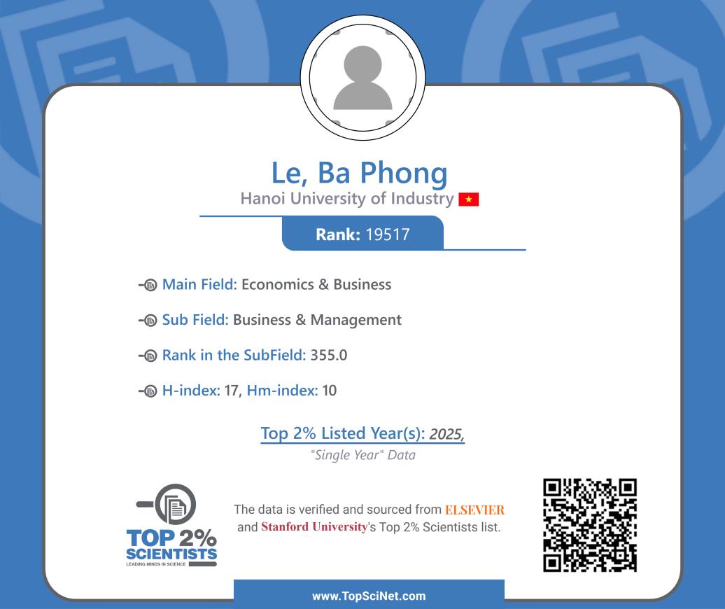 PGS.TS. Lê Ba Phong được vinh danh trong Top 100.000 nhà khoa học có ảnh hưởng nhất thế giới năm 2025