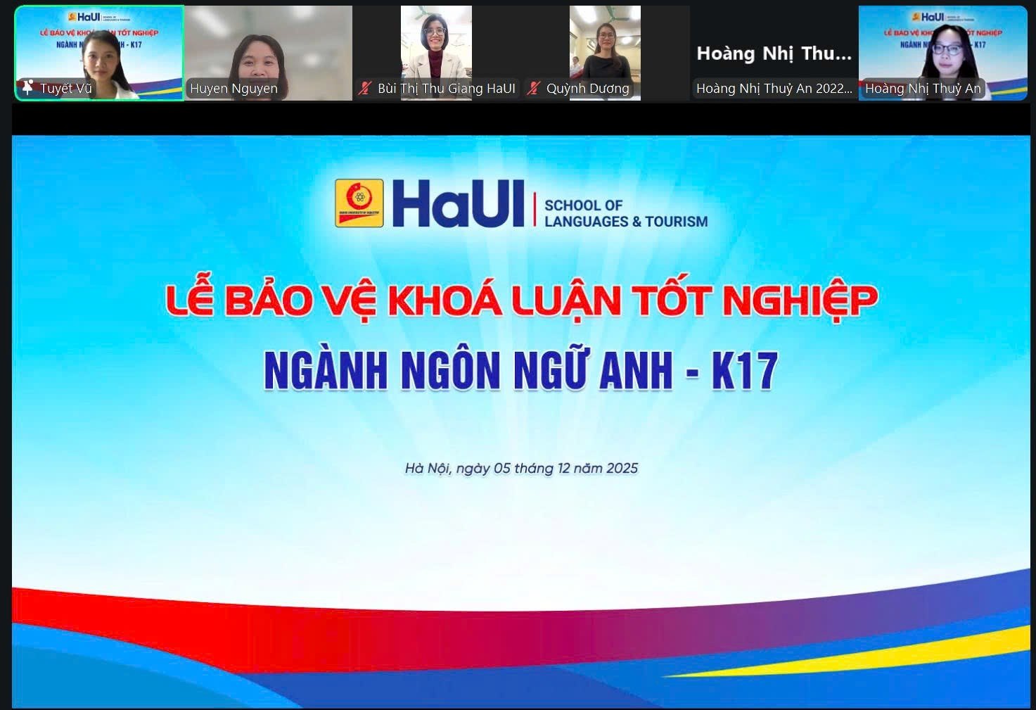 Trường Ngoại ngữ – Du lịch tổ chức bảo vệ khóa luận tốt nghiệp cho sinh viên ngành Ngôn ngữ Anh K17