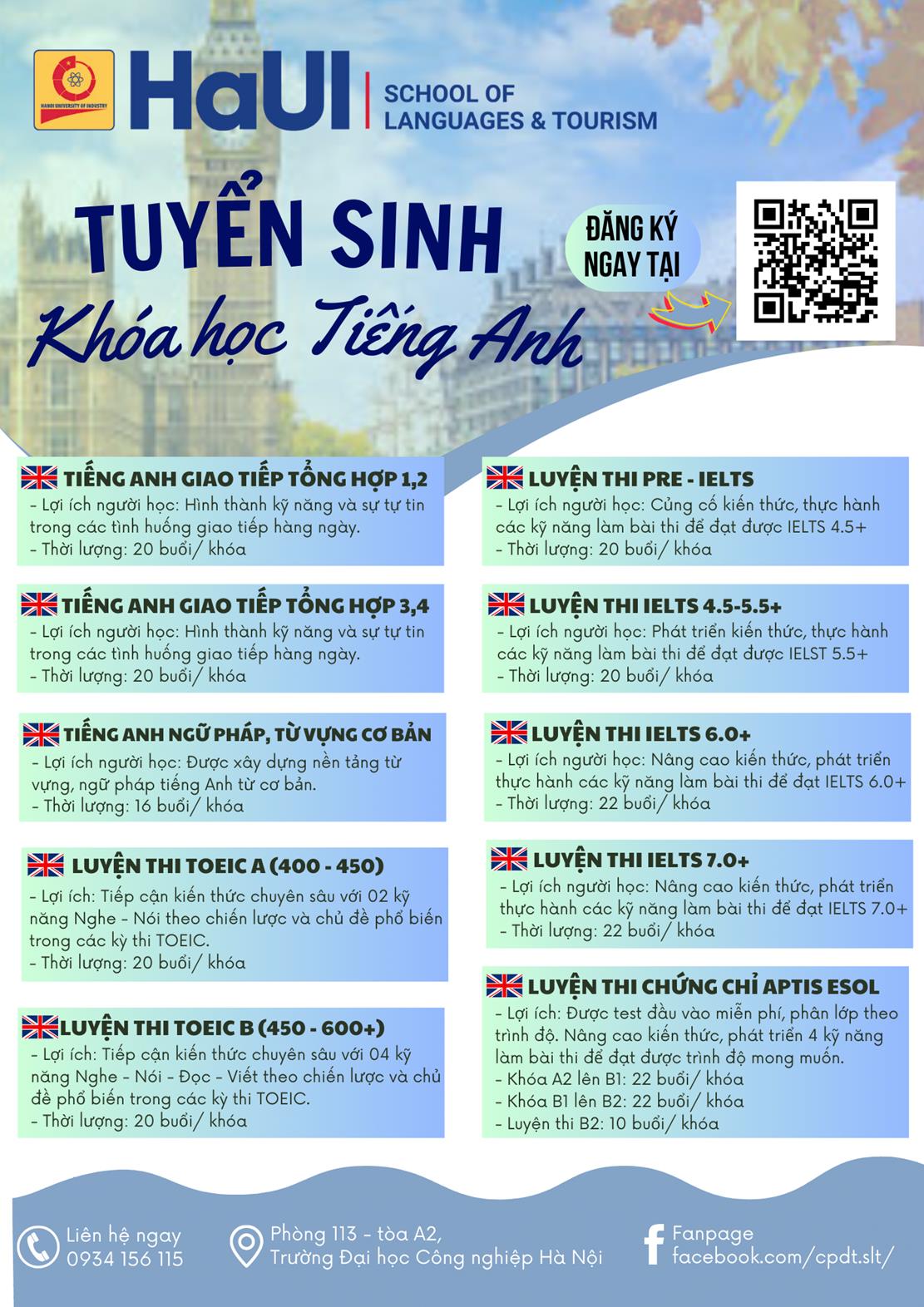 Tuyển sinh các khóa học ngoại ngữ và kỹ năng mềm đợt 1 năm 2026