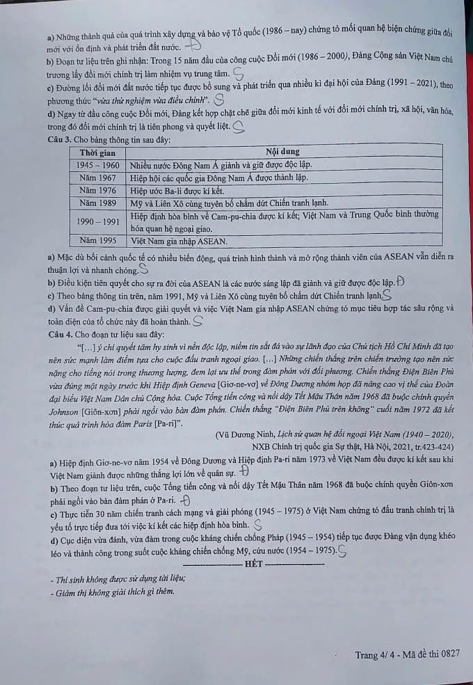 Đề thi tốt nghiệp THPT môn Lịch sử và gợi ý giải đề